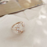 Adjustable Crystal Flower Rings For Women