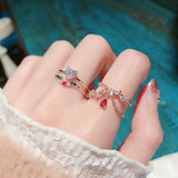 Adjustable Crystal Flower Rings For Women