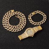 Gold Necklace + Watch+ Bracelet Jewelry