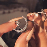 Crescent Moon Ring Lady Fashion