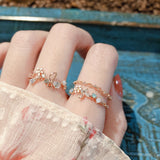 Adjustable Crystal Flower Rings For Women